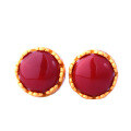 wholesale 925 Sterling Silver Gold Plated with Certificate, Vintage Palace Style Crown Earrings Set with Semi-Circular Southern Red Agate Ear Studs for Women-0-4