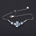 wholesale S925 Sterling Silver Luxury Design Natural Topaz Four-Leaf Clover Gemstone Bracelet-0-2