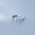 wholesale S925 Sterling Silver Ring for Women, Korean Style, Elegant and Fresh, Simple Double-Layer Diamond-Inlaid Star Jewelry J9764-0-1