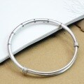 wholesale 925 Sterling Silver Bamboo Joint Sliding Women's Bracelet Vintage Ethnic Style Antiqued Student Silver Bangle Literary Retro Jewelry-0-1