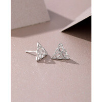 wholesale 925 Sterling Silver Triangle Celtic Knot Earrings for Women, Cross Dangle Hollow Out Autumn Winter Earrings-Platinum-Free Plastic Earplugs 925 Silver