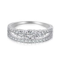 wholesale S925 Silver New Floral Edge Skirt Ring for Women, Small Fresh European and American Popular Ins Style Design Zircon Ring-R1368 No.7