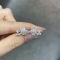 wholesale S925 silver plated with 18k gold, fashionable little chic style comet earrings fully set with moissanite five-pointed star, for women's daily wear-0-4
