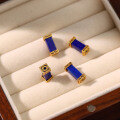 wholesale Gold-plated 925 ancient silver fittings set with natural lapis lazuli Roman column spacer beads, Ahdai DIY bracelet braiding accessory-0-2