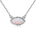 S925 Silver Saturn Orbit Opal Pendant Necklace-0-11