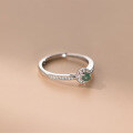wholesale S925 Sterling Silver Fresh and Sweet Ins Style Niche Design Exquisite Diamond-Inlaid Jadeite Ring R02767-0-3