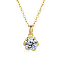 14K Gold Plated 925 Sterling Silver Moissanite Lotus Pendant Necklace-0-3