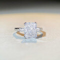 wholesale S925 Sterling Silver High-Carbon Diamond Ice-Cut Radiant Ring for Women, Elegant and Sophisticated Wedding Engagement Ring-0-1