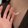 wholesale S925 Sterling Silver Wudi Coin Crushed Ice Pendant Necklace for Women, Ultra Sparkling CNC Crafted New Chinese Style Retro Collarbone Chain-0-2