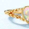 wholesale S925 Sterling Silver Gold-Plated Japanese Light Luxury Opal Ring with Vintage Lace Court Style for Women, Wholesale from Manufacturer-0-2