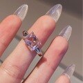wholesale S925 Sterling Silver Light Jewelry Ice-Cut High Carbon Diamond Pink Diamond Square Ring, Minimalist and Sophisticated Cube Diamond Ring-0-2