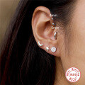 wholesale S925 Sterling Silver Creative Ball Stud Earrings, Korean Style Flat Head Threaded Soft Helix Piercing-0-1