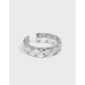 wholesale S925 Sterling Silver Korean Version INS Niche Design Minimalist Versatile Chunky Braid Textured Open Adjustable Ring for Women-0-0
