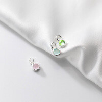 wholesale S925 Silver Round Enamel Pendant Korean Version Small Fresh and Simple Petite Summer Accessory for Women D8932-S925 silver single pendant pink 925 silver