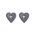 wholesale S925 Sterling Silver Ethnic Style Love-shaped Cross Pattern Ear Studs Retro Artistic Totem Design Earrings-0-4