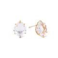 wholesale 14K Gold Plated S925 Sterling Silver Earrings with Natural White Crystal, Hollow Floral Shiny Jewelry, Direct from Manufacturer-0-0