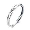 wholesale S925 Sterling Silver Minimalist English Letter Smile Ring, Niche Ins Korean-Japanese Style Versatile Index Finger Ring for Women-0-4