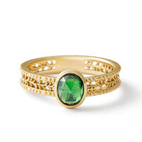 wholesale S925 silver plated with 14k gold Japanese retro-style green olive ring for wholesale from jewelry source manufacturers-Green Olive Ring  Size 10