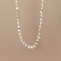 wholesale S925 silver pearl colorful bead necklace Korean version small fresh summer sweet women's neck jewelry D8706-S925 Silver Necklace 925 Silver
