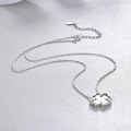 wholesale S925 Sterling Silver Korean-style Lucky Four-Leaf Clover Necklace for Women, Minimalist Short Collarbone Chain Fashion Fresh Pendant-0-2