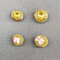 wholesale S925 metal new antique hollow enamel butterfly barrel bead spacer handmade DIY crystal bead accessory-0-0