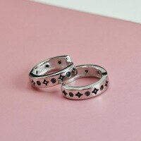 wholesale 925 Sterling Silver Star Scattered Zircon Ear Hoops Women's Ins Style Fashion Trend Niche Elegant Sweet High Value Earrings-Black pair