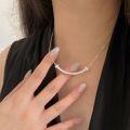 wholesale S925 Sterling Silver Smile Texture Necklace for Women, Korean Minimalist Sweet Niche High-End Luxury Collarbone Chain-0-1