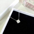 wholesale S925 Sterling Silver Fashionable Small Sugar Cube Diamond Necklace, Niche Design, Light Luxury Versatile Princess Collarbone Chain Jewelry-0-3
