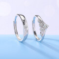 wholesale S925 Silver Korean Fashion New Style Jewelry Zircon Couple Ring for Women Adjustable Open Ring-0-3