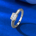 wholesale S925 Sterling Silver 5*5mm Asscher Cut White Diamond Square Sugar Ring for Women, Ins Style for Daily Commuting-0-1