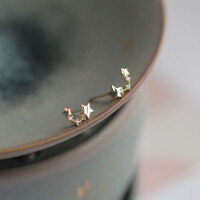 wholesale 9K Gold Star with Diamond Accents Japanese and Korean Stud Earrings Small Cute Simple Student-9K