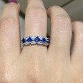 wholesale S925 silver new jewelry women's noble blue row of diamonds lab-created sapphire ring, elegant and versatile row ring-0-3