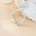 wholesale S925 Sterling Silver Small Fresh Sweet Pearl Flower Crushed Silver Ring Simple Small Flower Ring R02862-0-1