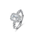 S925 Silver Moissanite Emerald Cut 1 Carat Women's Ring-0-0
