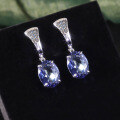 wholesale S925 sterling silver vintage elegant crystal earrings with 9ct colored crystals for women, popular in-0-3
