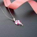 wholesale S925 Sterling Silver Korean and Japanese Style Fashion Fresh and Delicate Collarbone Necklace with Drip Glaze Creative Cute Lollipop Pendant for Women-0-2