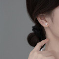 wholesale 925 Silver 1 Pair Full Diamond Flower Earrings Women Korean Style Elegant Minimalist Five-Petal Flower Screw Ear Hook G9953-0-2