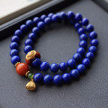 wholesale Gold-plated design, natural old mine imperial lapis lazuli approximately 8mm multi-strand bracelet with no white and minimal gold, elegant and handstring-0-0