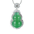 S925 Sterling Silver Jadeite Chalcedony Gourd Necklace-0-3