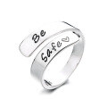 wholesale S925 Sterling Silver Korean Style Minimalist Fresh Besafe English Versatile Trendy Fashion Open Ring-0-4