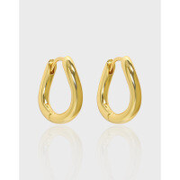 wholesale S925 Sterling Silver 507 Korean Version Ins Small Design Minimalist Irregular Lines Circle Ear Clips for Women-Platinum【#8mm】 925 silver