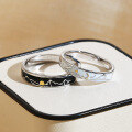 wholesale 18K gold high-end design new enamel color ring couple-style niche 9K men's and women's wedding bands-0-2