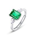 wholesale S925 Silver Love Rumei Light Luxury Jewelry Simple Princess Cut Lab-Grown Emerald Fashion Gemstone Ring Wholesale-0-5