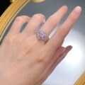 wholesale S925 silver new trendy stackable princess-style crown ring with 7*7 pink diamonds and unique design-0-3