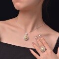 wholesale 925 Silver 3ct Teardrop Ice Flower Cut Goose Yellow 8*12 High Carbon Diamond Necklace, European and American Luxury, Shipei Jewelry New Collection-0-3
