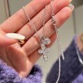 wholesale S925 Silver New Adjustable Cross Pendant Necklace, Versatile for Commuting, Live Stream and Xiaohongshu-0-0