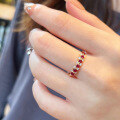 wholesale S925 Sterling Silver Vintage Ruby Row Ring, Classic and Versatile Timeless Ring, Exquisite Women's Band-0-2