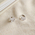 wholesale S925 Sterling Silver Geometric Square Zircon Ear Clips Earrings for Women-0-1