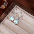 wholesale 925 Sterling Silver Tree of Life Moonstone Earrings for Women, Cross-Border Accessories, European and American Minimalist High-End Ear Hoop Earrings-0-3