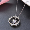 wholesale S925 sterling silver diamond-inlaid eight-pointed star necklace for women, Korean fashion cubic zirconia pendant, hollow-out choker-0-2